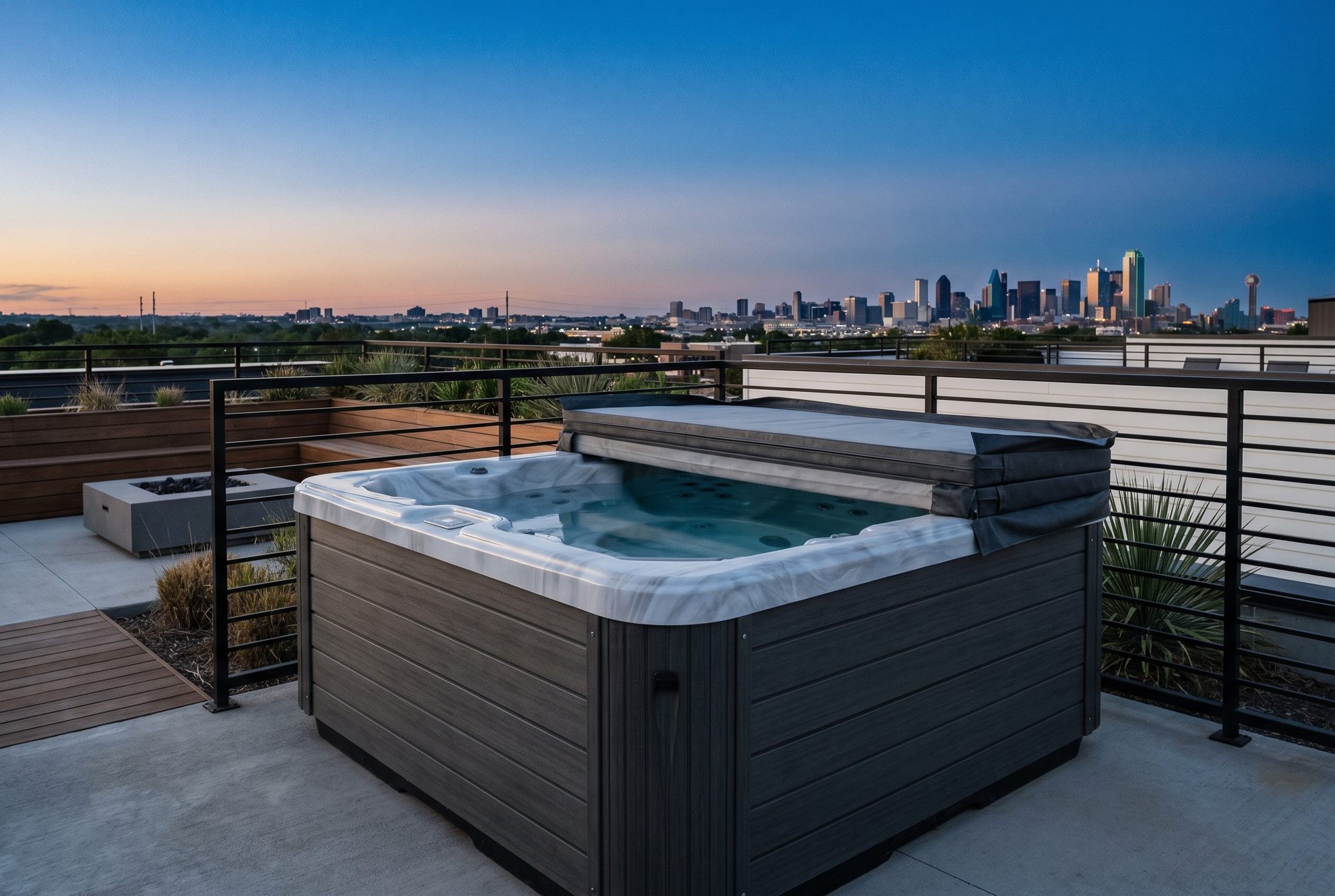 Hot tub on a patio in the Dallas-Fort Worth area