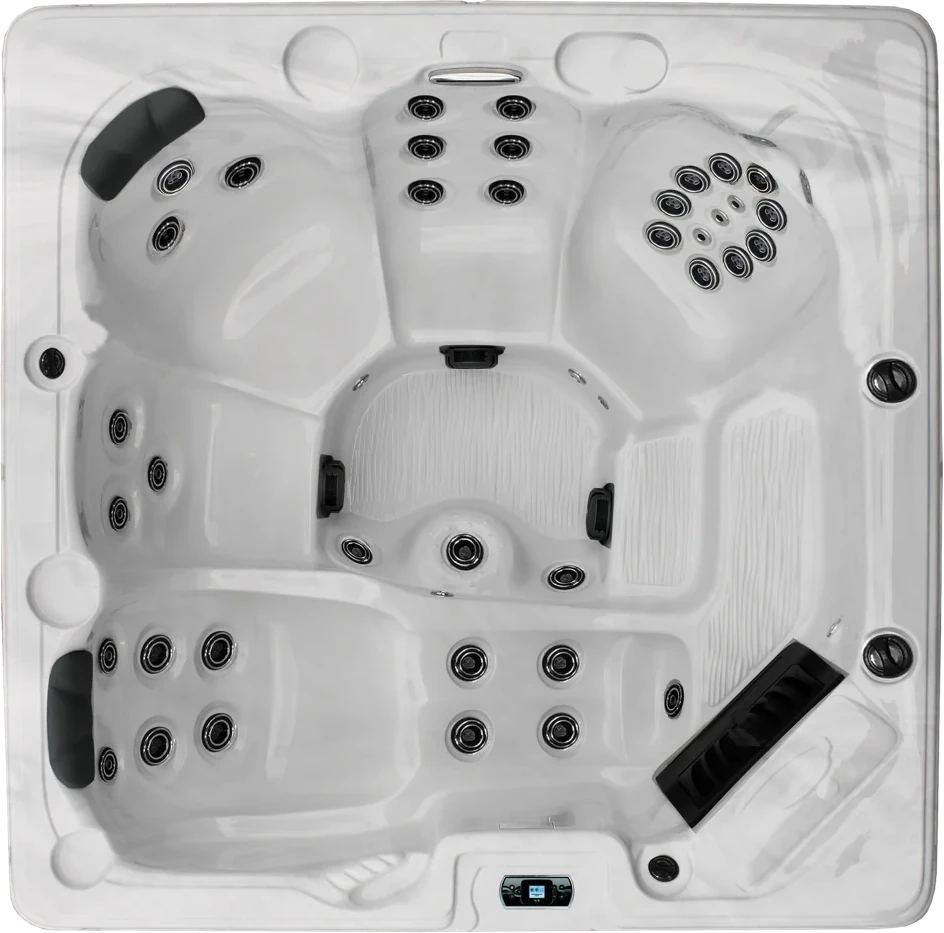 Antonio hot tub seen from above, showing every seat and jet