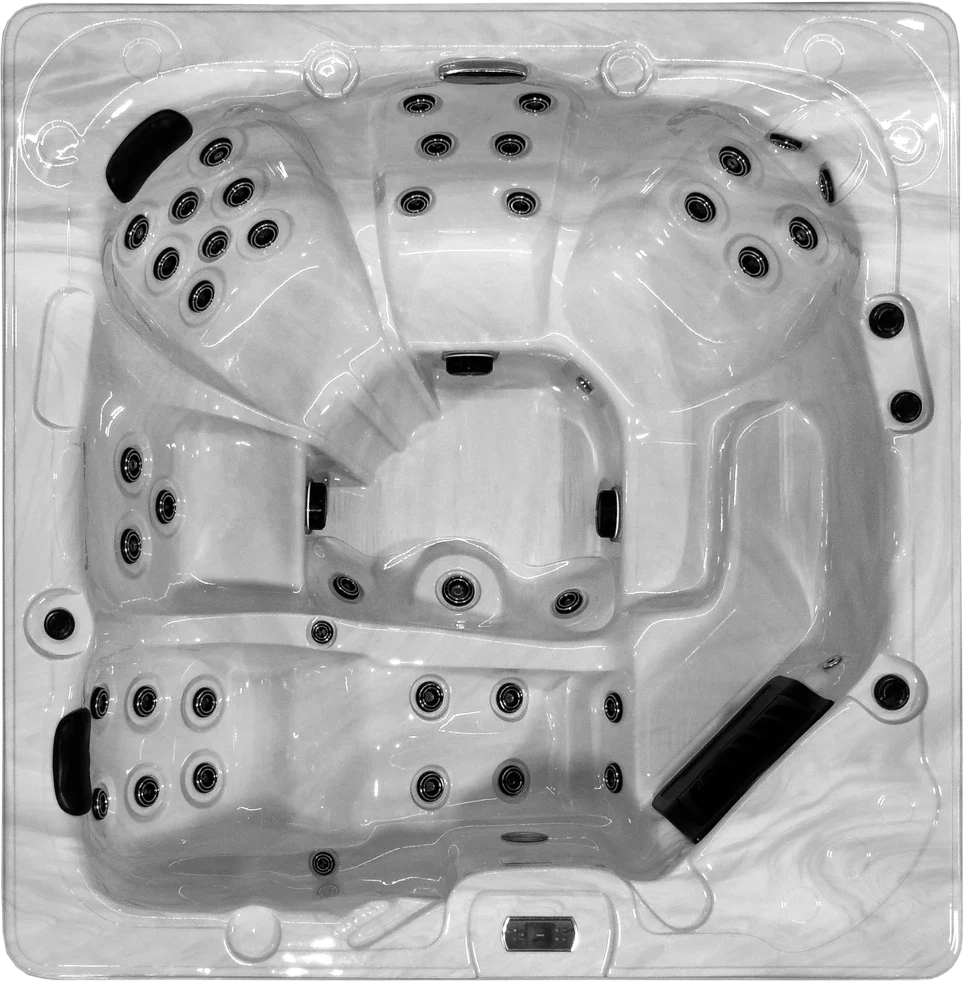 Houston hot tub seen from above, showing every seat and jet