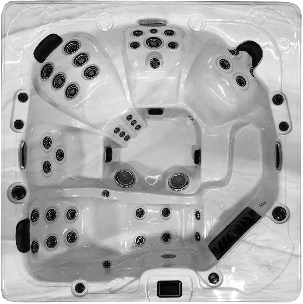 Lubbock hot tub seen from above, showing every seat and jet