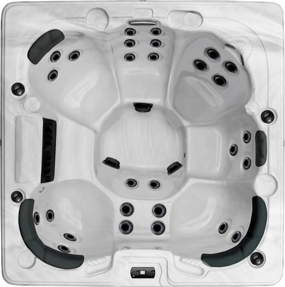 Magnolia hot tub seen from above, showing every seat and jet