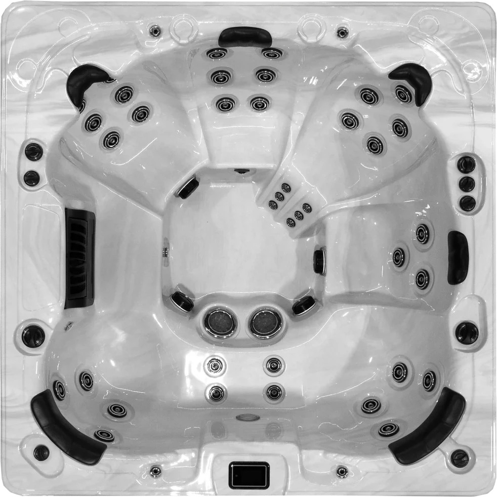 Pasadena hot tub seen from above, showing every seat and jet