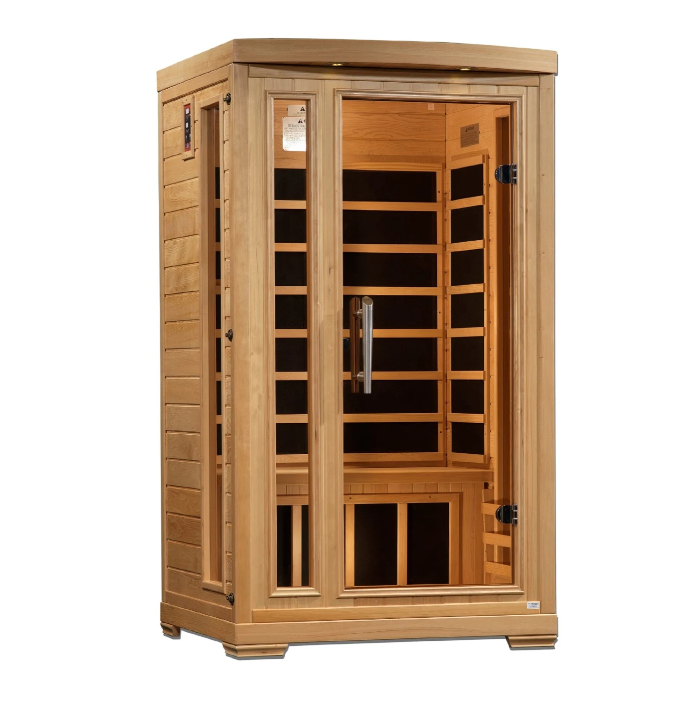 Plano infrared sauna in natural hemlock