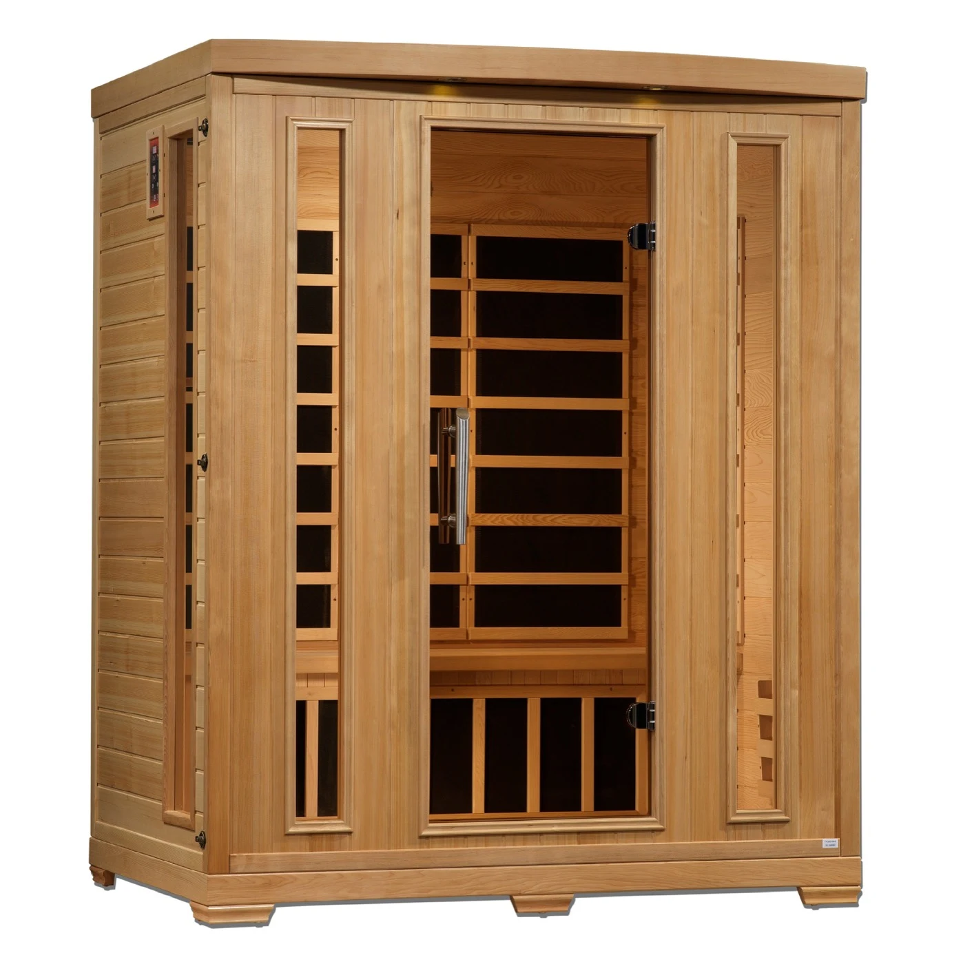Round Rock infrared sauna in natural hemlock