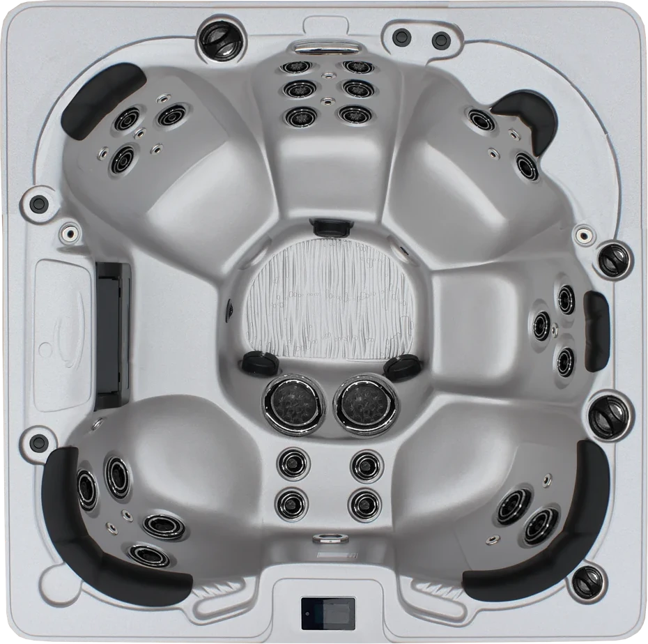 Tyler hot tub seen from above, showing every seat and jet